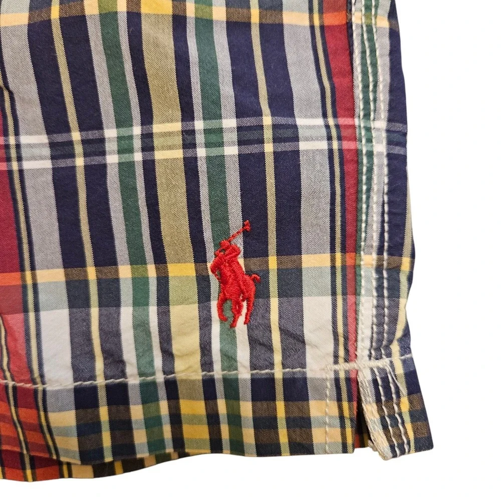 Polo Ralph Lauren Swim Trunks Adult‎ XL Plaid Lined Board Shorts Red Pony Mens